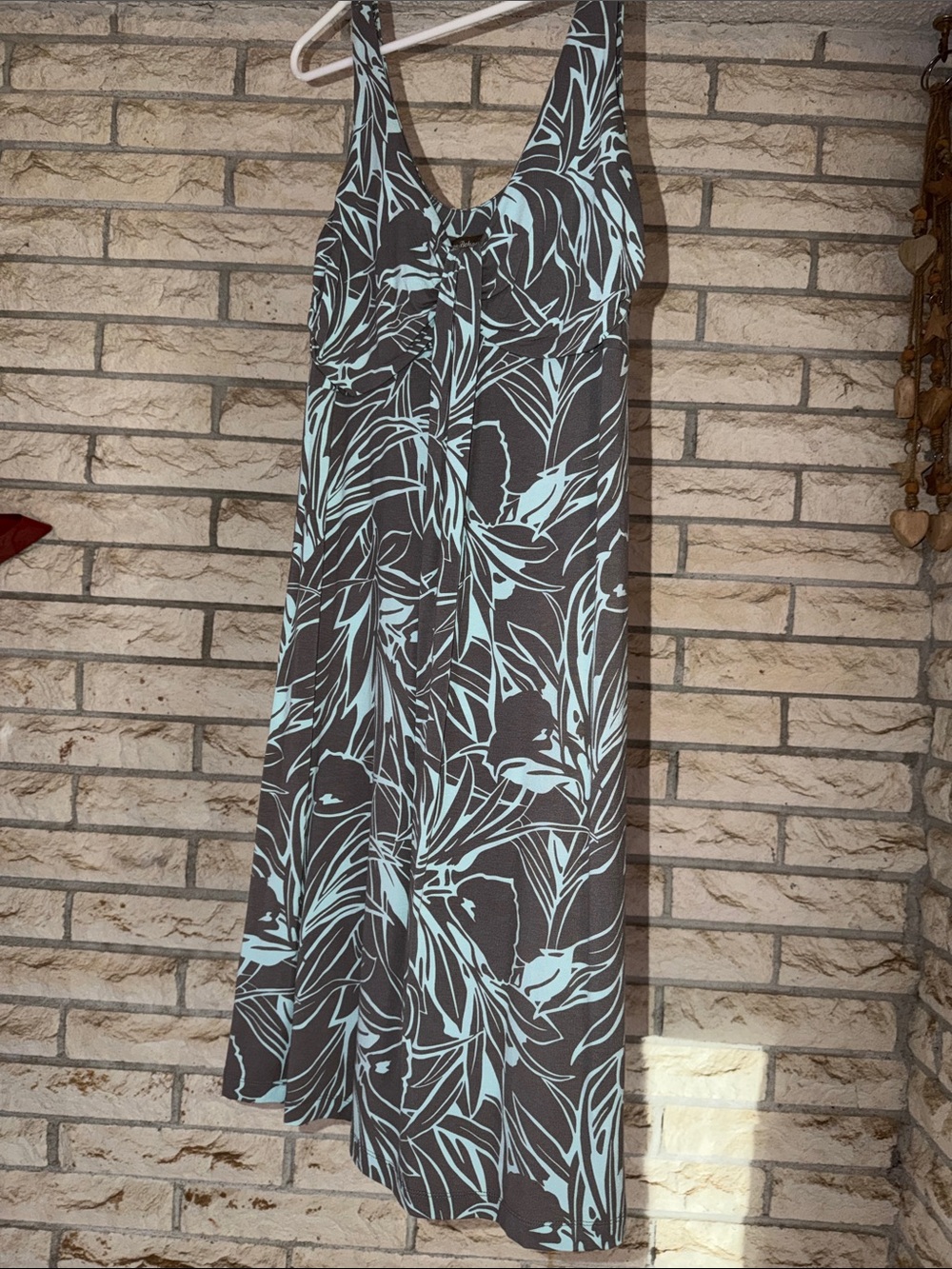 Tommy Bahama Aqua Floral Midi Dress on Brown